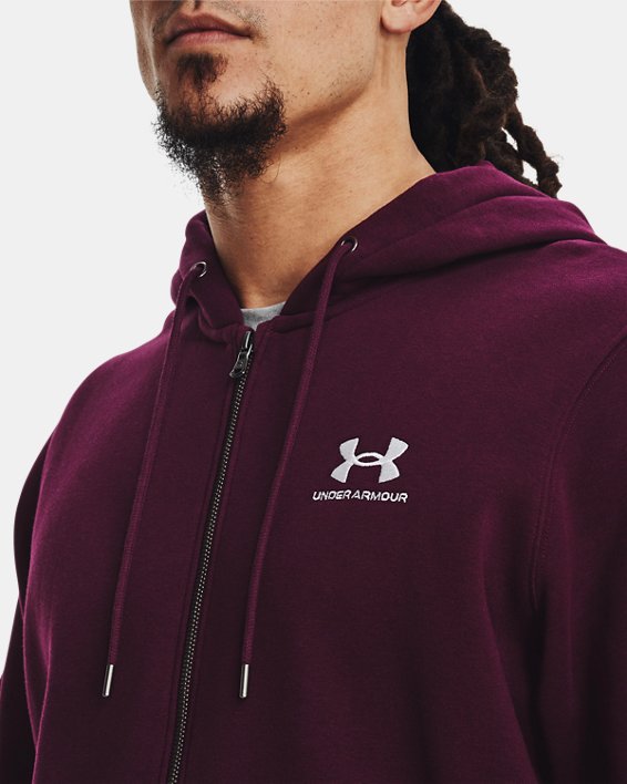 Herren UA Essential Fleece-Hoodie mit durchgehendem Zip, Purple, pdpMainDesktop image number 3